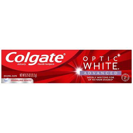 Colgate Optic White Advanced Teeth Whitening Toothpaste Sparkling White, Travel Size - 0.75 oz