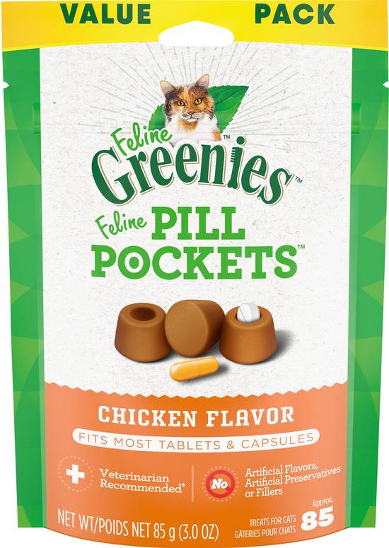 Greenies Pill Pockets Feline Natural Chicken Flavor Cat Treats