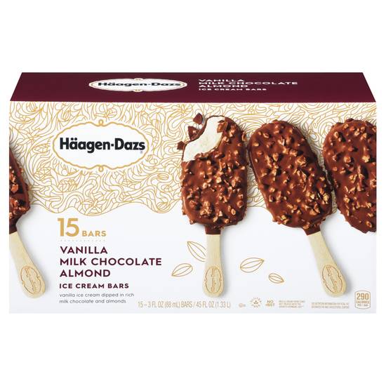 Häagen-Dazs Vanilla Milk Chocolate Almond Ice Cream Bars (15 ct, 3 fl oz)