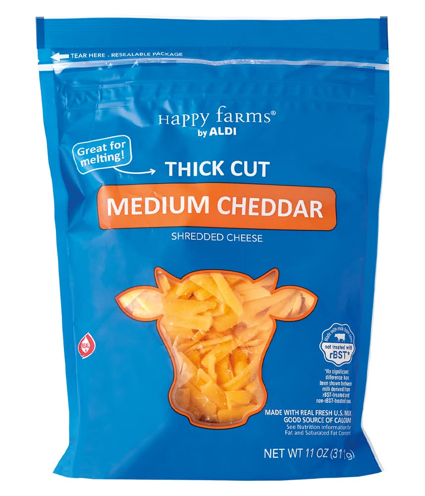 Happy Farms Thick Cut Medium Shredded Cheddar Cheese (11 oz)