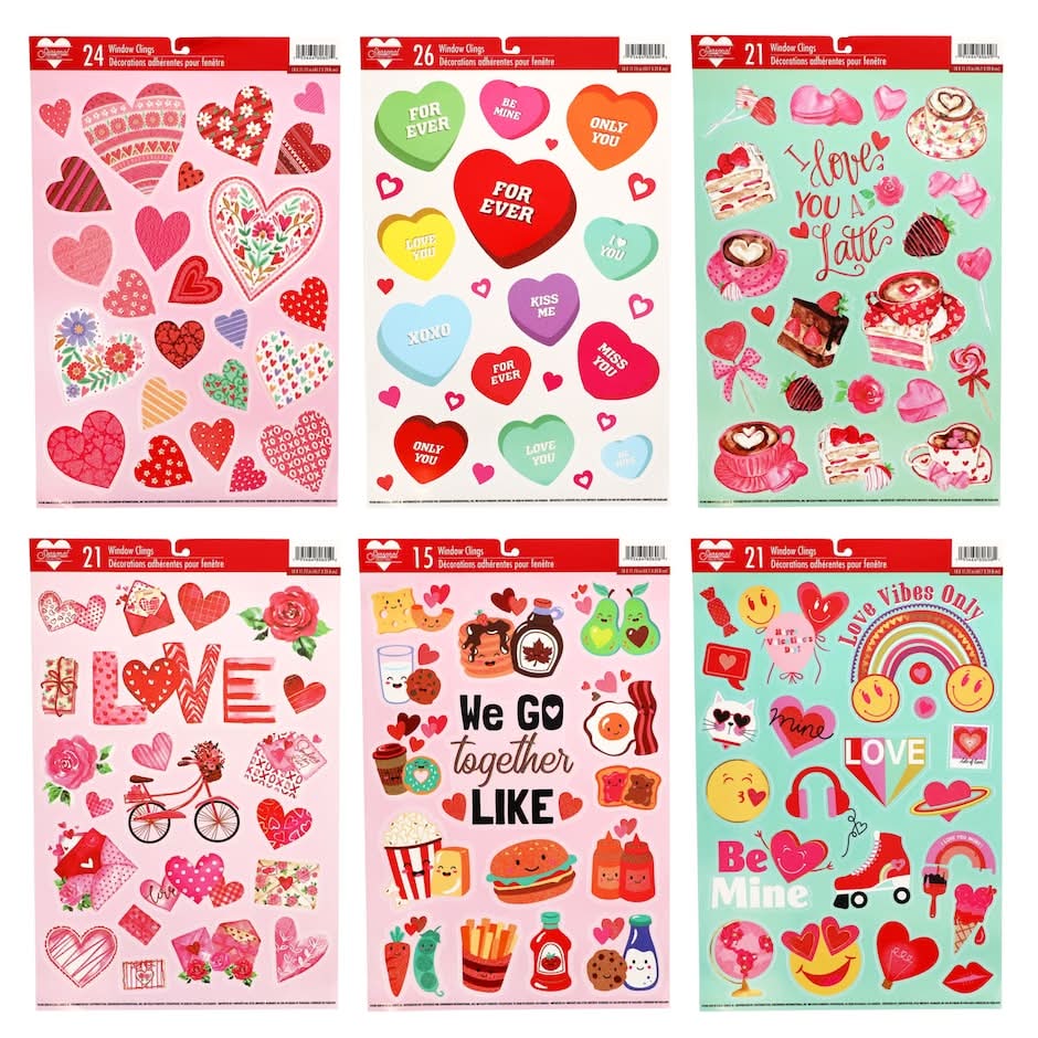 Valentine’s Day Glitter Window Clings