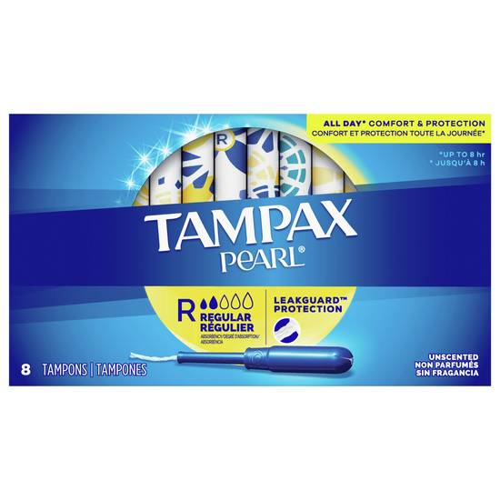 Tampax Pearl Tampons Regular Absorbency Pads (8 ct)