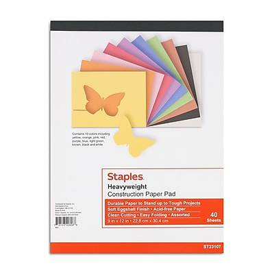 Staples Heavyweight Construction Paper Pad (40 ct)(9 x 12 inch/assorted)