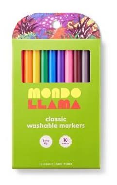Mondo Llama Washable Markers Fine Tip Classic Colors (10 ct)