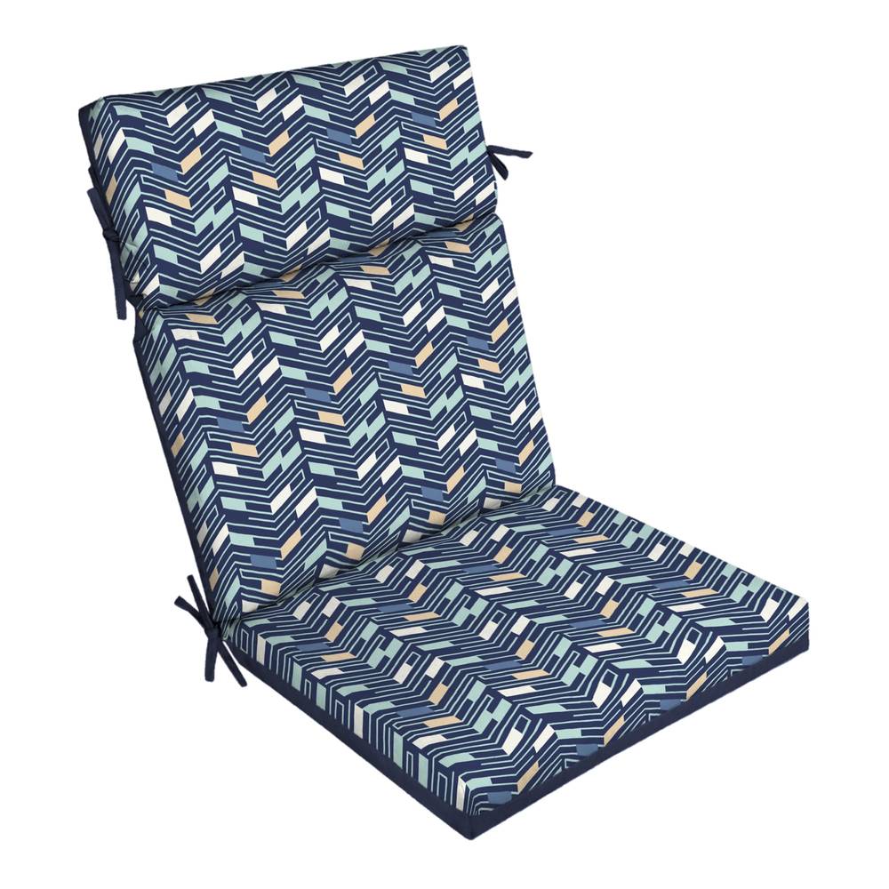 Style Selections 20-in x 21-in Blue Chevron Patio Chair Cushion | HQ16713A-9C8