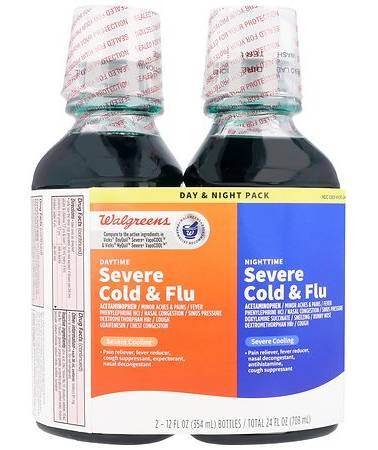 Walgreens Severe Cold and Flu Liquids Day and Night pack (24 fl oz, 2 ct)