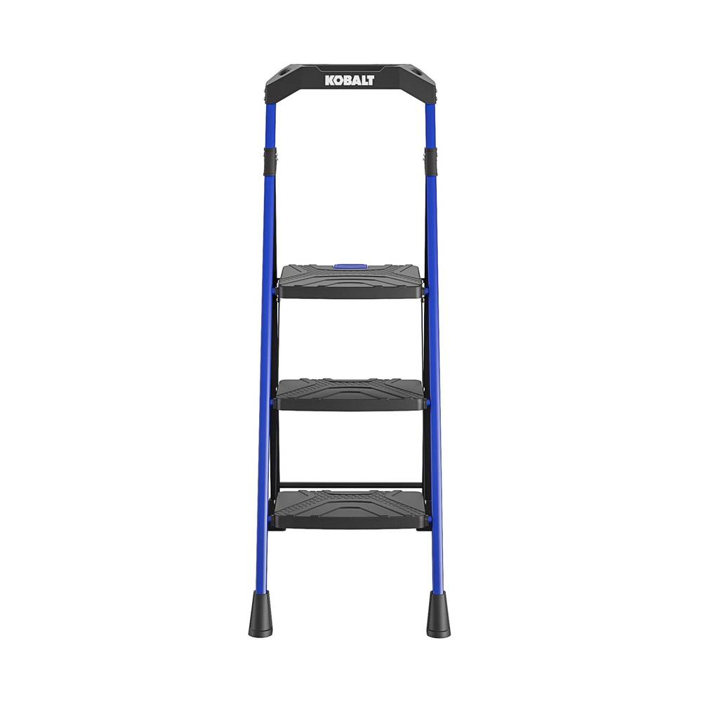 Kobalt 3-Step 300-lb Capacity Black Steel Foldable Step Stool | 11459BLU2