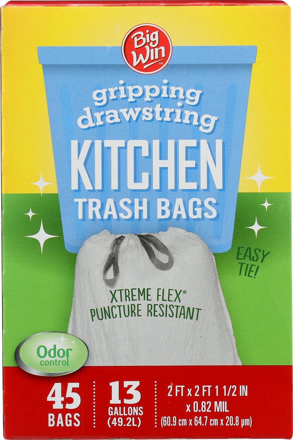 Big Win Gripping Drawstring Kitchen Trash Bags 13 Gallons (45 ct)