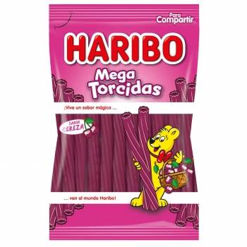 Regaliz de goma sabor cereza Mega Torcidas Haribo 160 g.