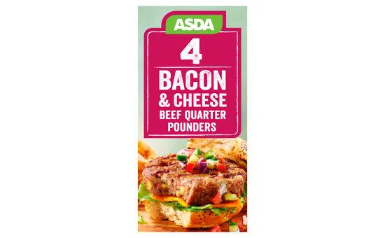 Asda 4 Bacon & Cheese Beef Quarter Pounders 454g