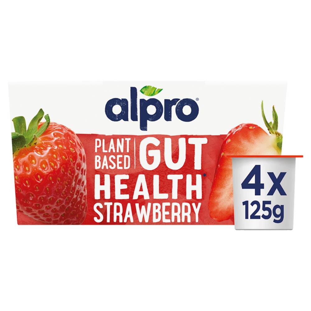 Alpro Plant Based Gut Health Strawberry Yogurt 4x125g