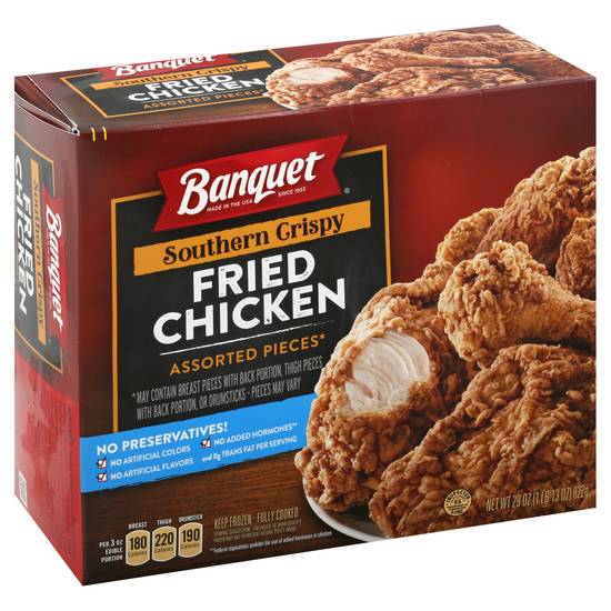 Banquet Southern Crispy Assorted Pieces Fried Chicken (29 oz)