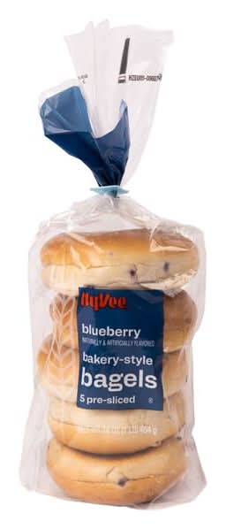 Hy-Vee Bakery Style Larger Pre Sliced Bagels, Blueberry (16 oz, 5 ct)