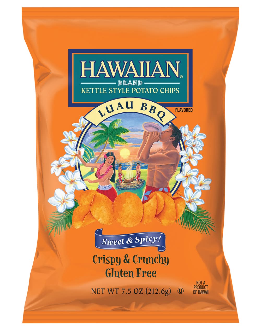 Hawaiian Kettle Style Potato Chips, Luau Bbq (7.5 oz)