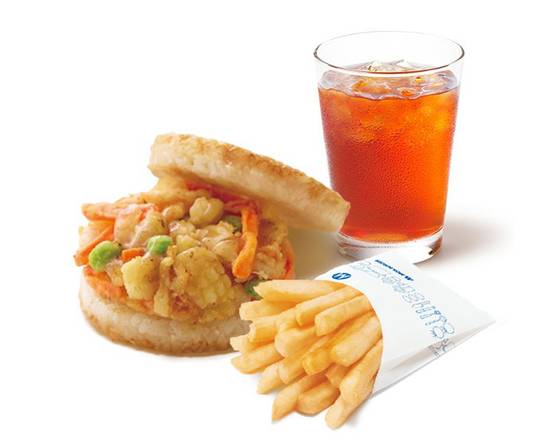 モスライスバーガー海鮮かきあげ（塩だれ）ドリンクセット