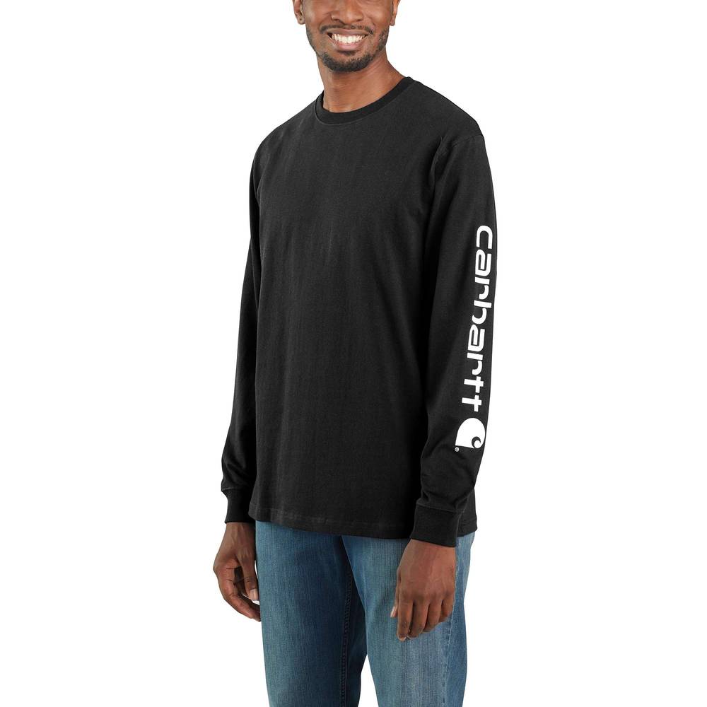 Carhartt Men's Black Knit Long Sleeve Solid T-shirt (Large) | K231-BLACK-LRG