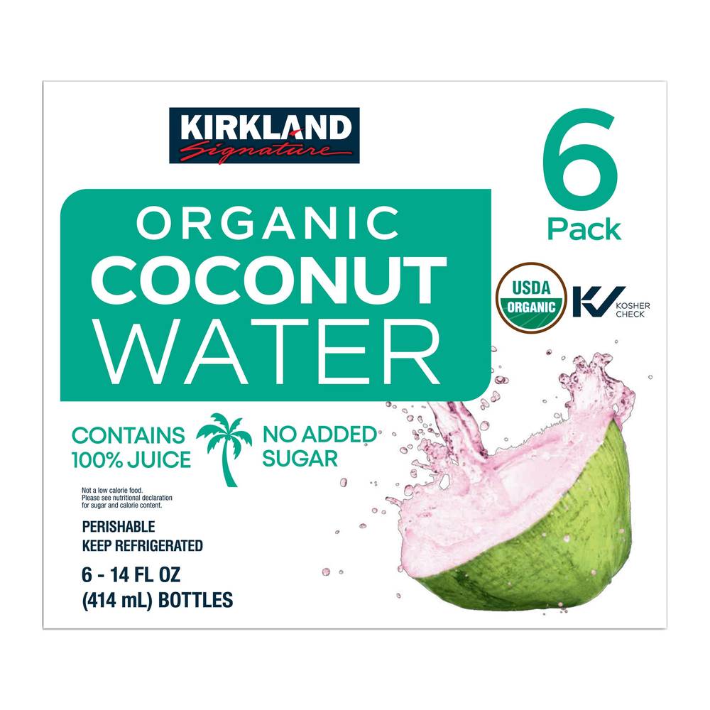 Kirkland Signature Organic Coconut Water, 14 fl oz, 6-count