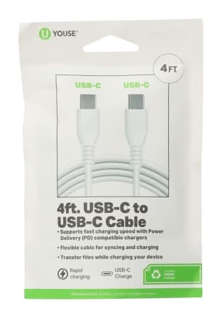 4ft USB-C To USB-C Cable White