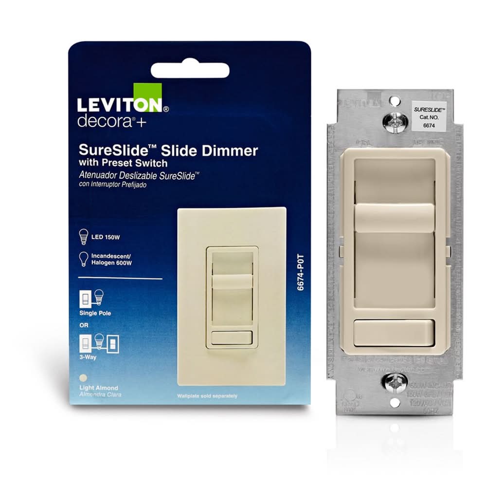 Leviton Sureslide Light Almond 600 W Preset Slide Dimmer Switch 1 Pk