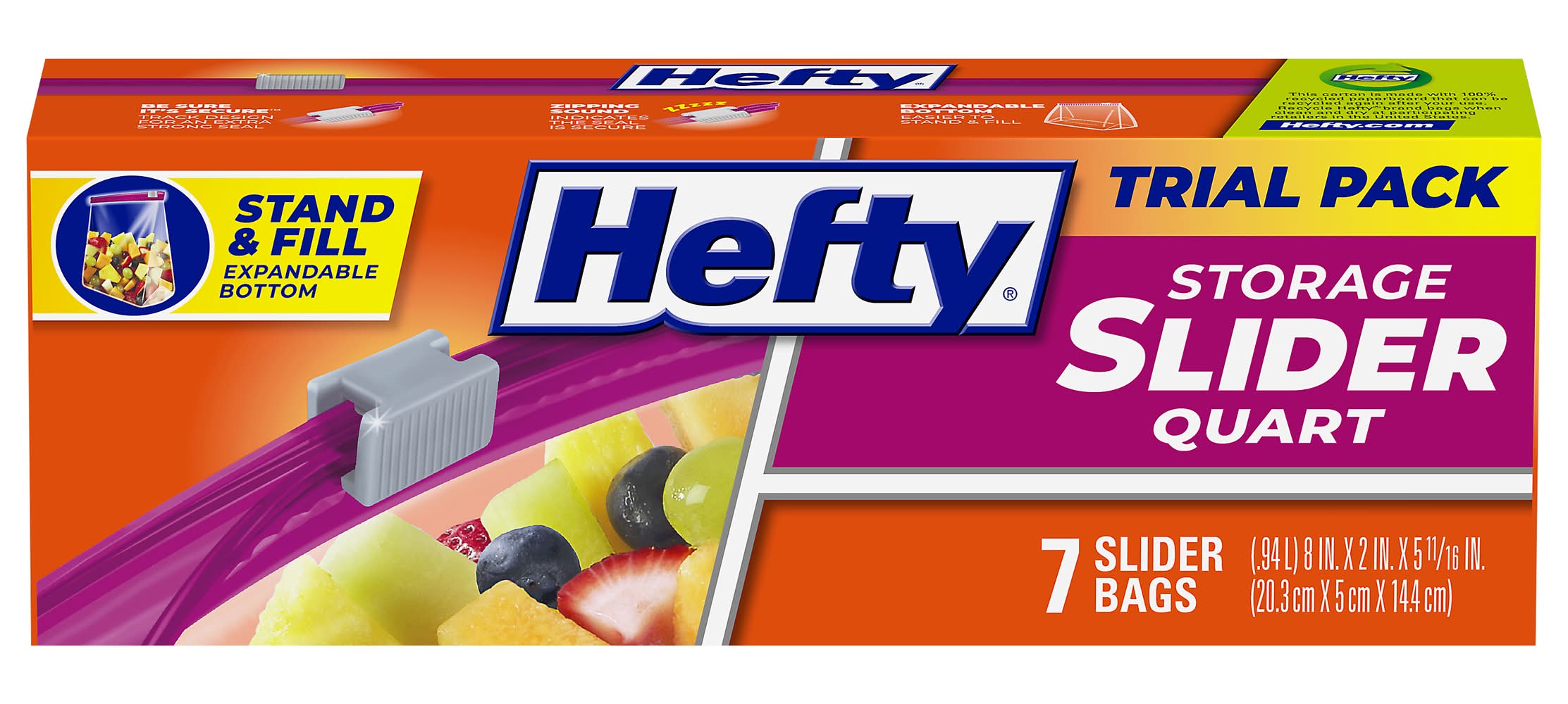 Hefty Quart Storage Slider Bags Trail