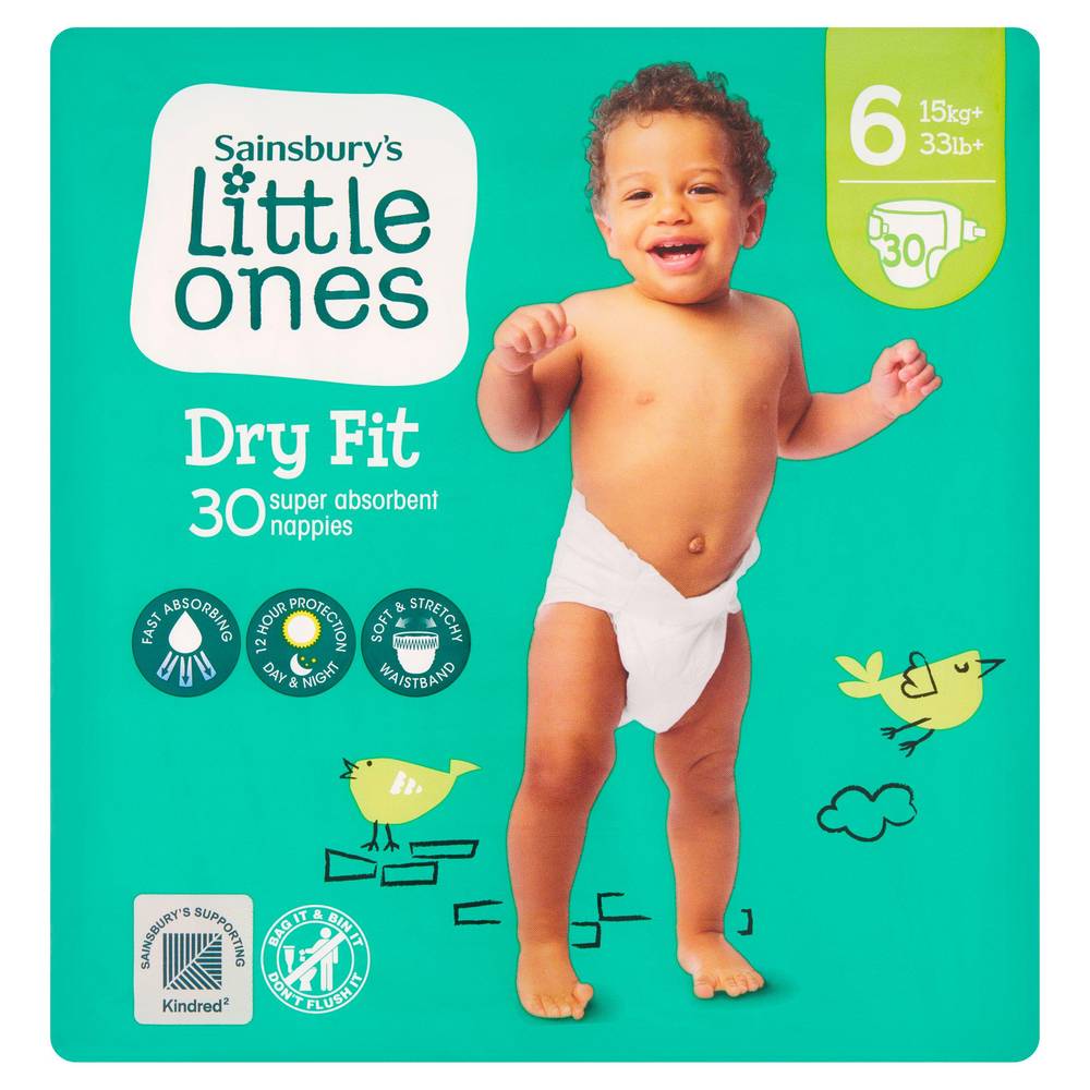 Sainsbury's Little Ones Dry Fit Size 6 Extra Large x30 Nappies