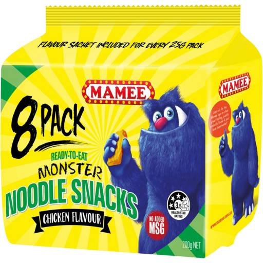 Mamee Monster Noodle Snack, Chicken (200g, 8 pack)