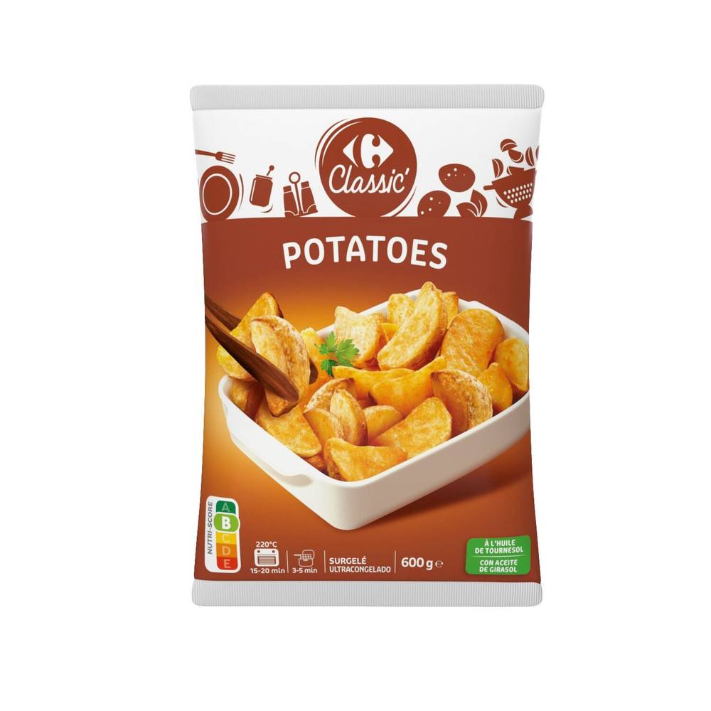 Carrefour - Pommes de terre en quartiers avec peau enrobées (600g)