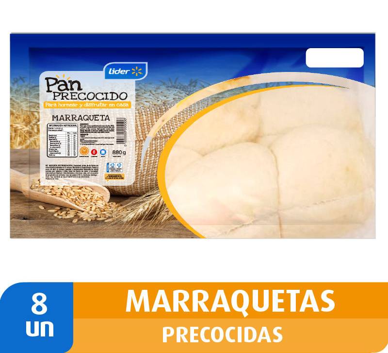 Lider · Pan precocido marraqueta (8 un)