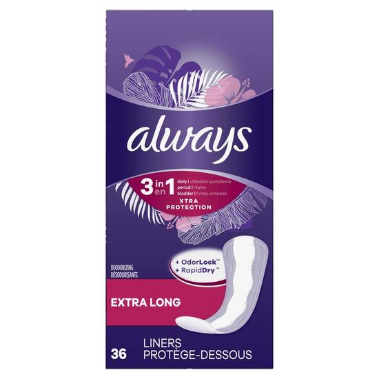 Always 3-in-1 Xtra Protection Daily Liners Extra Long (36 units)