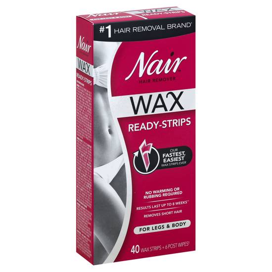 Nair Hair Remover Wax Ready- Strips For Legs & Body (40 ct)