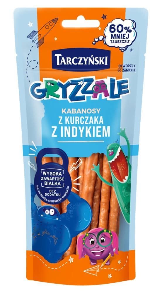 Tarczyński Gryzzale Kabanosy z kurczaka z indykiem 90 g