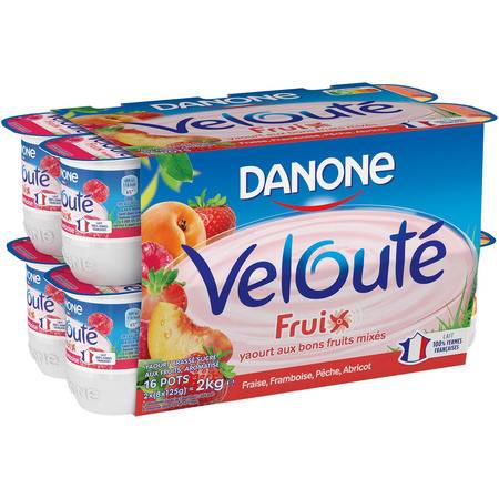Yaourt aux fruits brassé DANONE VELOUTE FRUIX - les 16 pots de 125g