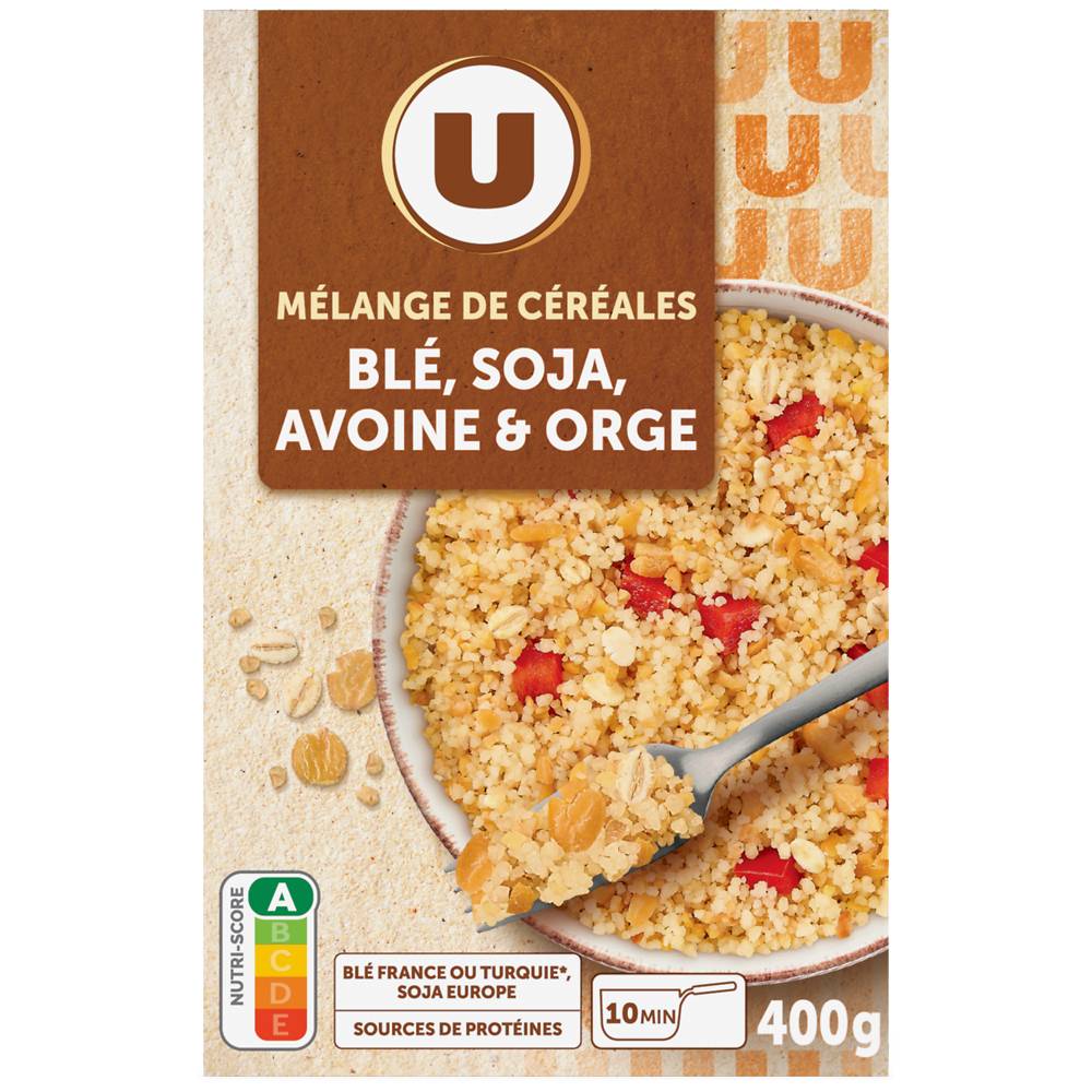 Les Produits U - Mélange de céréales blé, soja, avoine et orge (400g)