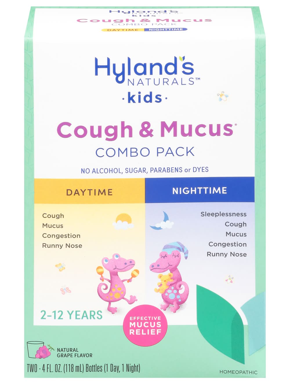 Hyland's Kids Natural Mucus & Cold Relief Combo pack 2-12 Years, Grape (2 x 4 fl oz)