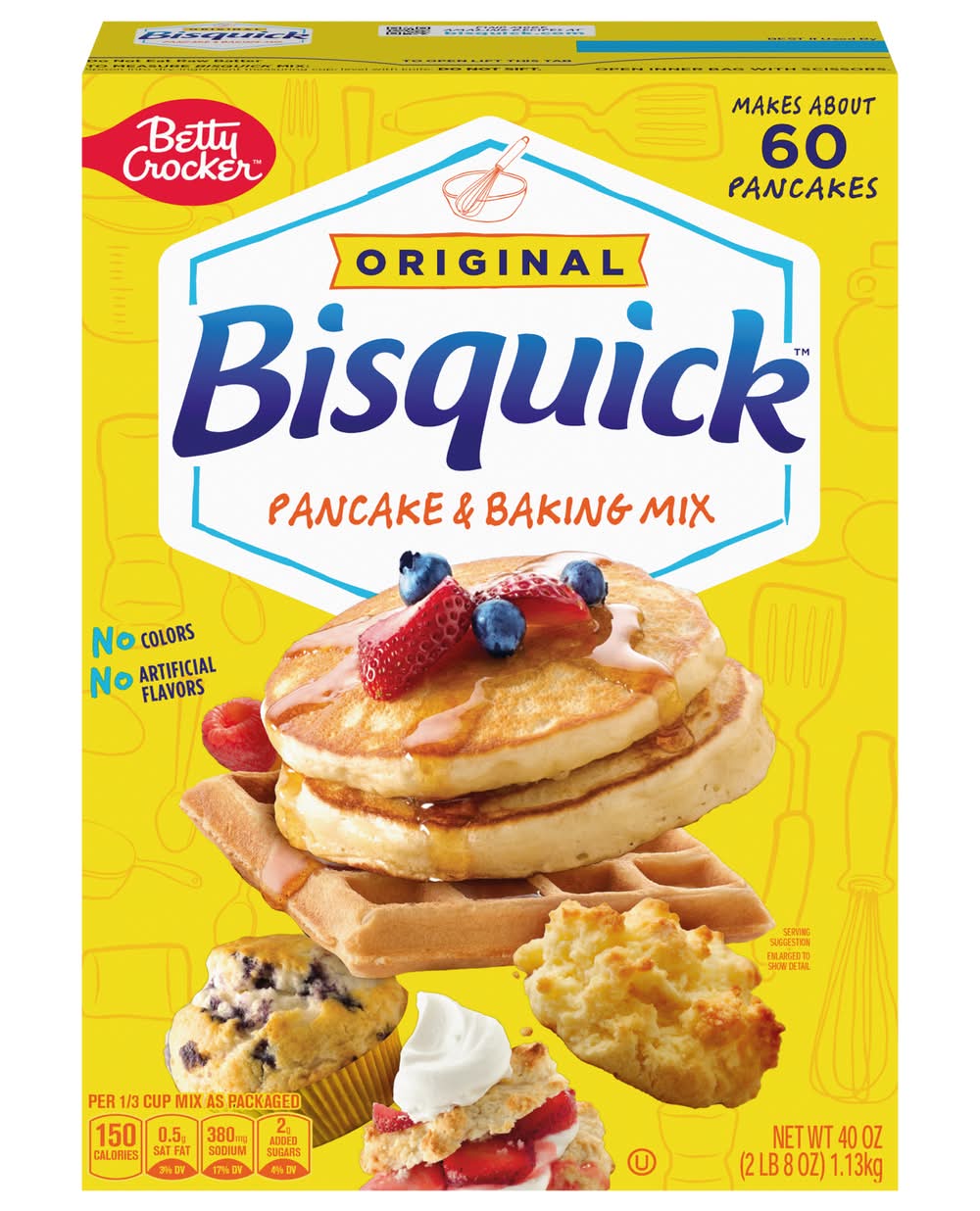 Bisquick Betty Crocker Original Pancake & Baking Mix, Original (40 oz, 60 ct)