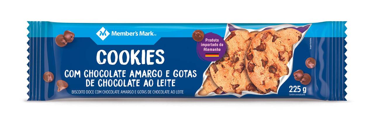 Member's mark cookies de baunilha com gostas de chocolate (225g)