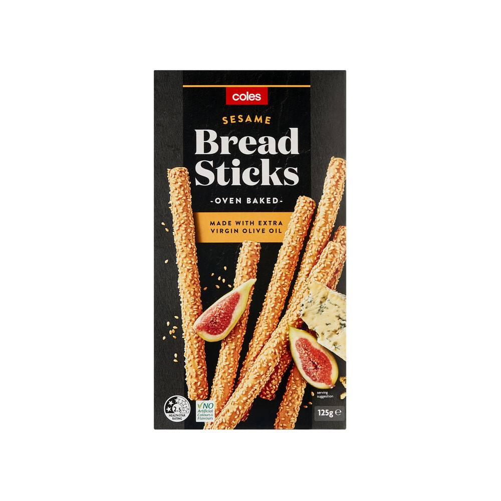 Coles Breadsticks Crackers With Sesame Seeds 125g