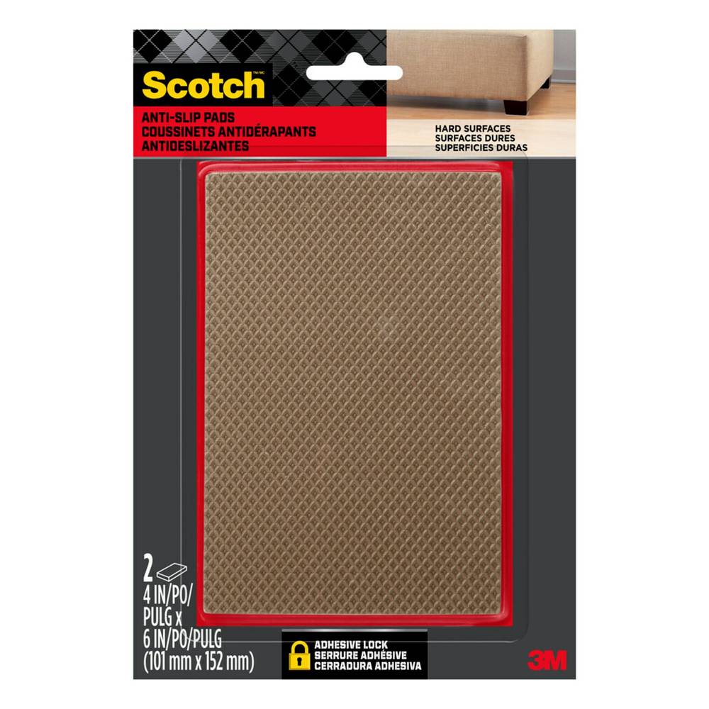 Scotch Anti-Skid 2-Pack 4 In X 6 In Brown Plastic Gripper Pads | SP937-NA