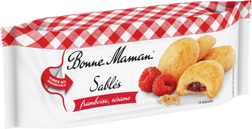 Bonne Maman - Biscuits sablés framboise sésame (14 pièces)