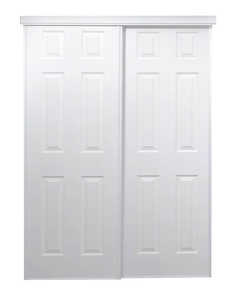 ReliaBilt 48-in x 80-in White 6-panel Prefinished Hardboard Bypass Sliding Closet Door ( Hardware Included )