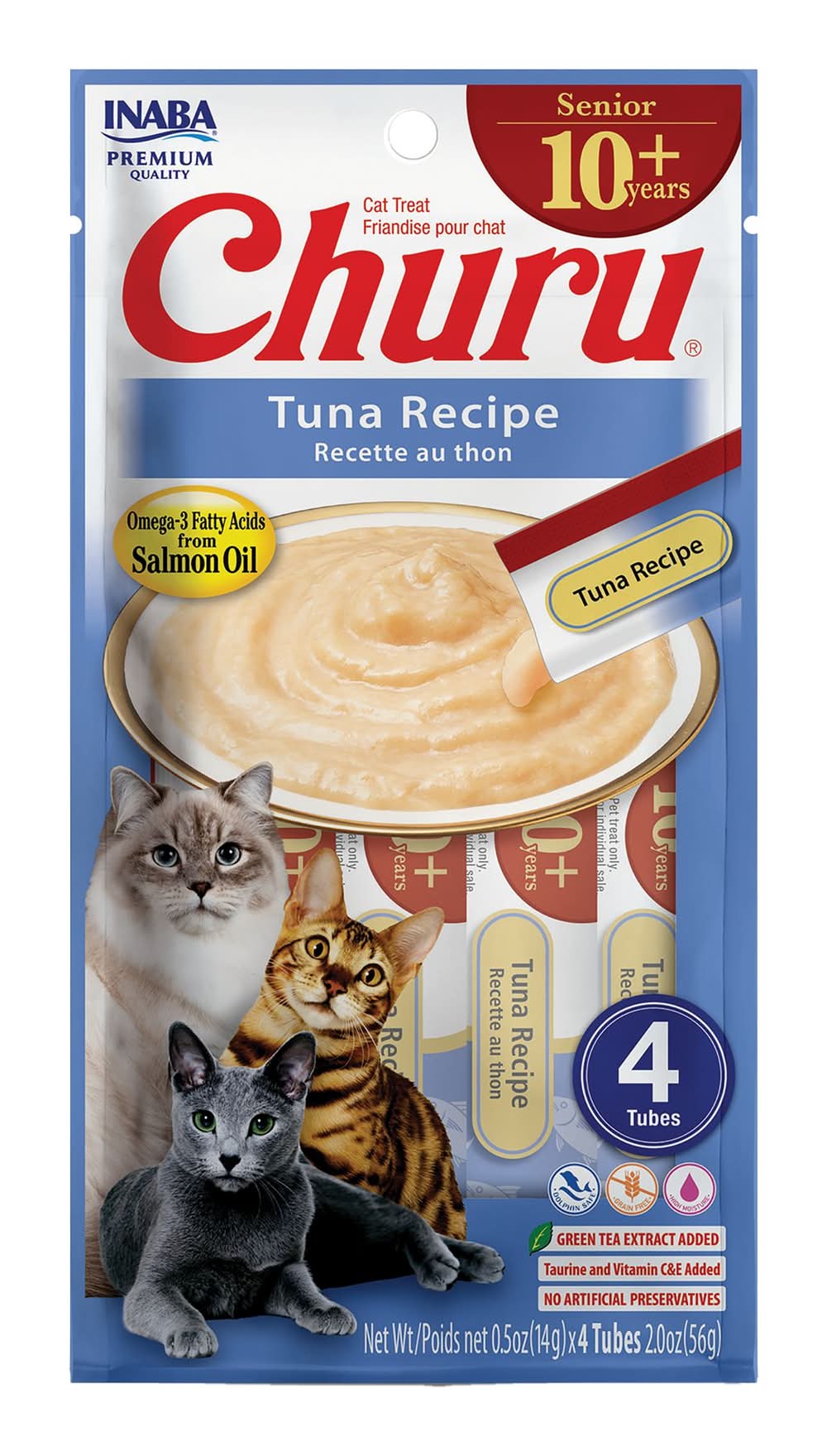 Inaba Churu Senior Creamy Puree Lickable Cat Treat - 2 Oz (Flavor: Tuna, Size: 4 Count)