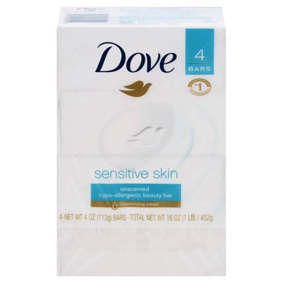 Dove Hypo-Allergenic Unscented Beauty Bar (4 ct)
