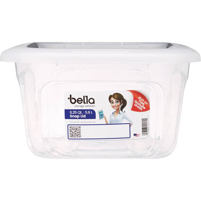 Bella Storage Solution Clear 6.25 Qt. Bin With Snap Lid