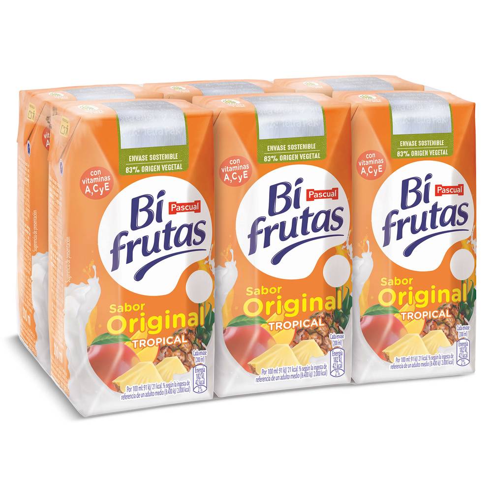 Bebida Con Leche Tropical Pascual Bifrutas Brik 6 X 20 Cl