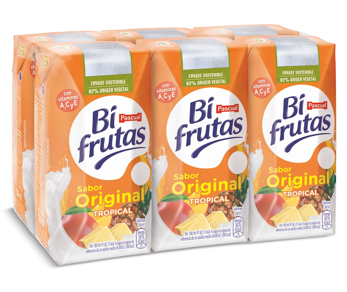 Bebida De Zumo Con Leche Tropical Pascual Bifrutas Brik 6 X 200 Ml