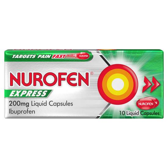 Nurofen Express Pain Relief 200mg Liquid Capsules (10 pack)