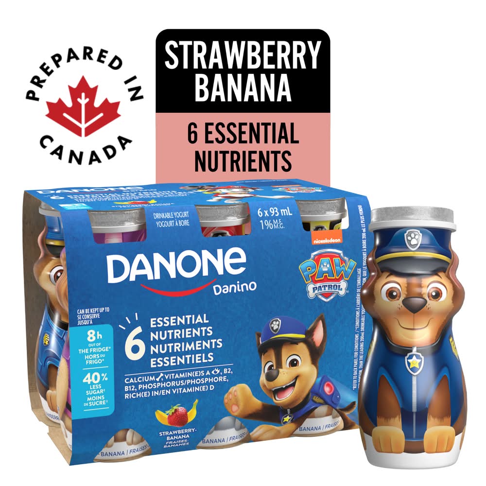 Danone Danino Paw Patrol Yogurt Drink, Strawberry-Banana (558 ml, 6 ct)