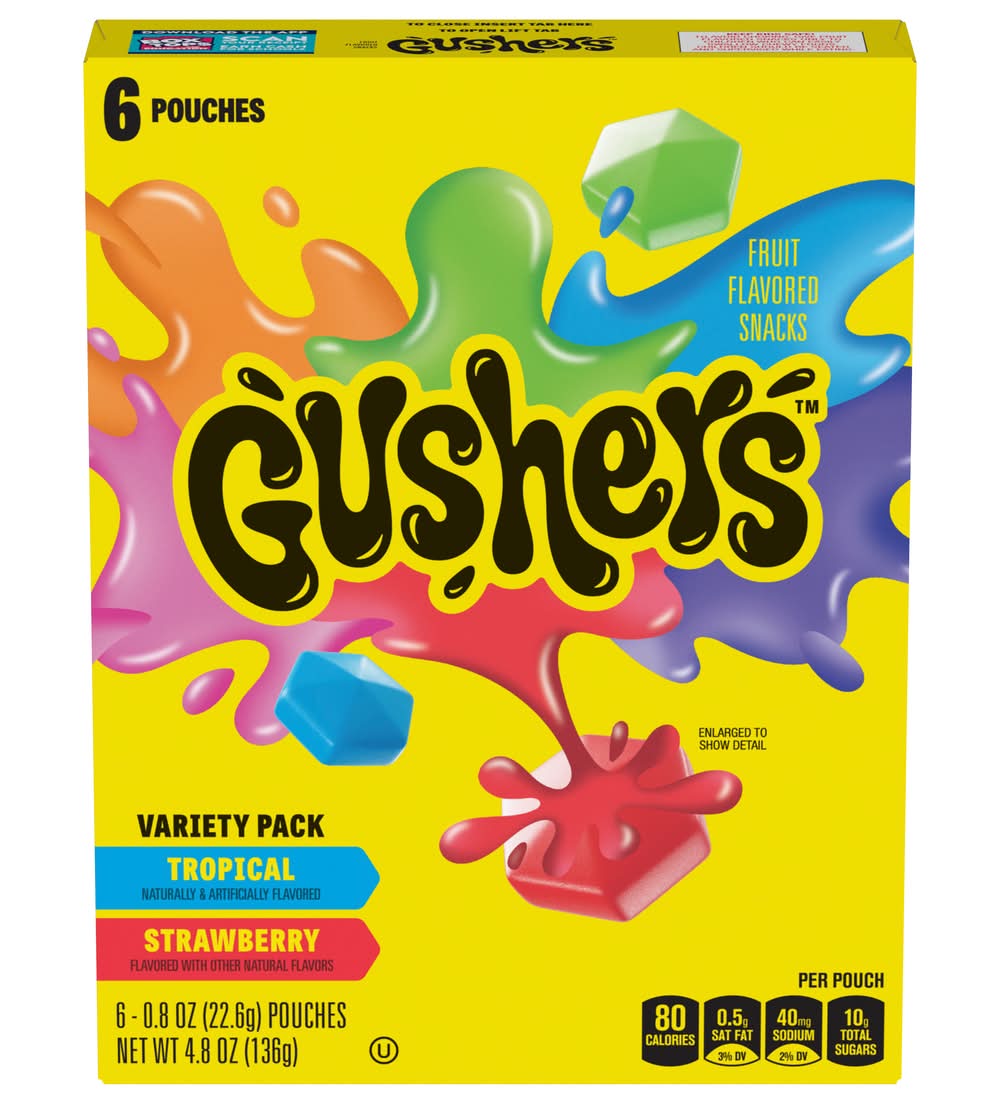 Gushers Fruit Snacks, Strawberry-Tropical (4.8 oz, 6 ct)