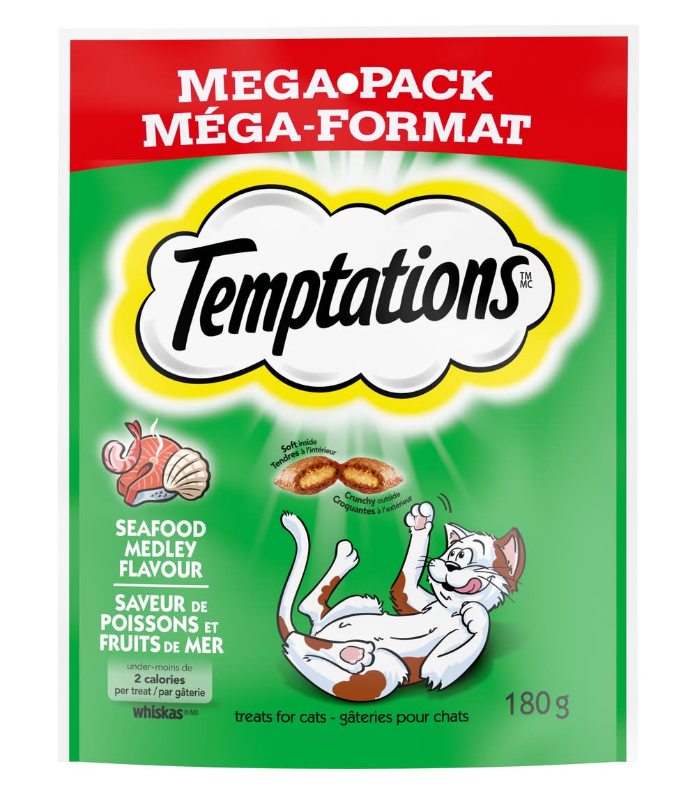 Temptations Crunchy Treats For Cats Mega pack, Seafood Medley (180 g)