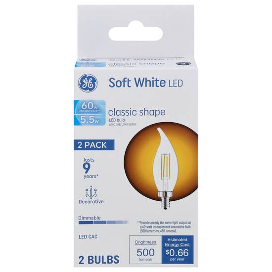 General Electric Led Classic Shape Soft White Light Bulbs